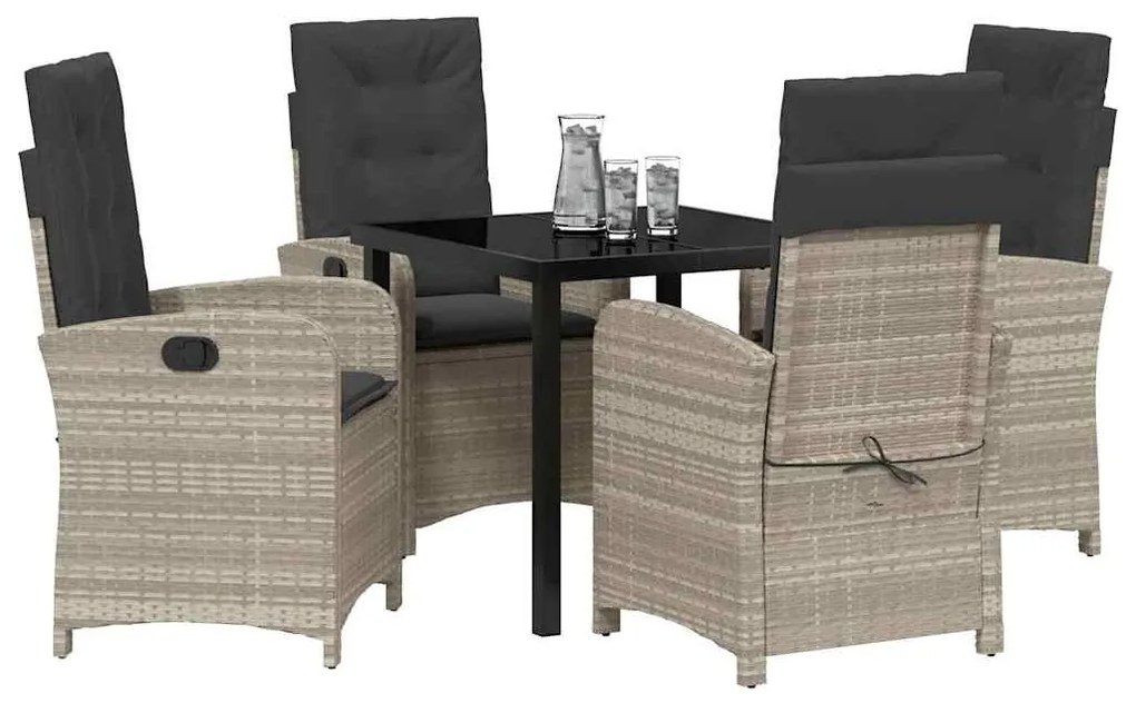 Conjunto de Jantar de Jardim de 5 Peças com Almofadas Cinza Claro Ratt