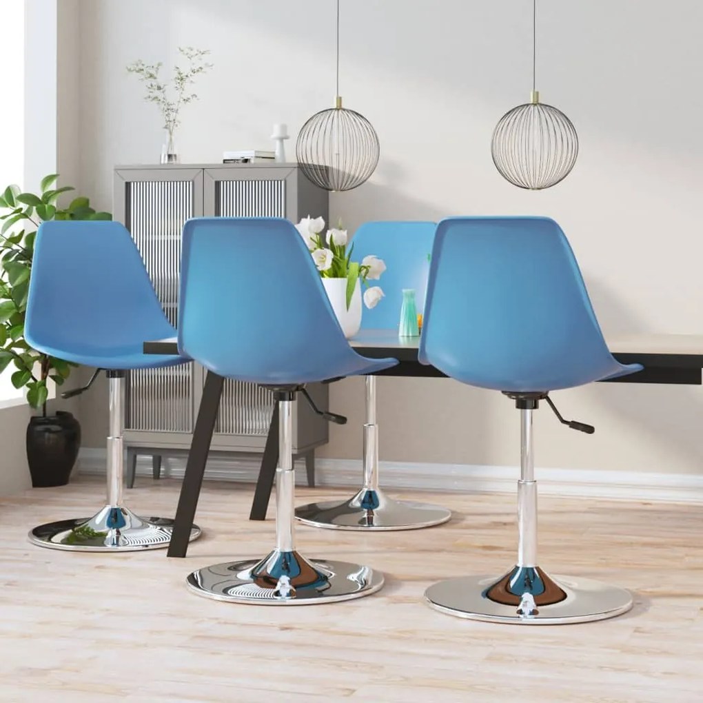 vidaXL Cadeiras de jantar giratórias 4 pcs PP azul