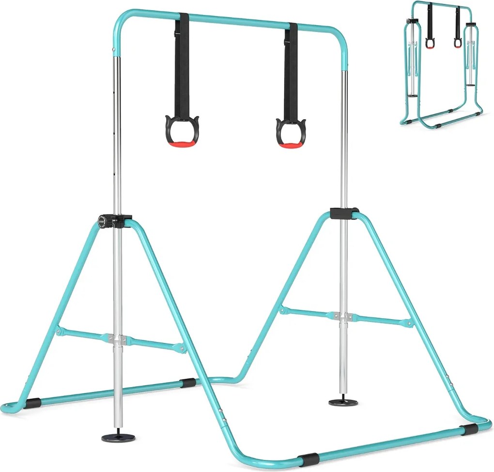 Barra de Ginástica para Crianças, 111,5 x 144,5 x 132 cm, Ajustável em 4 Níveis de Altura, Azul