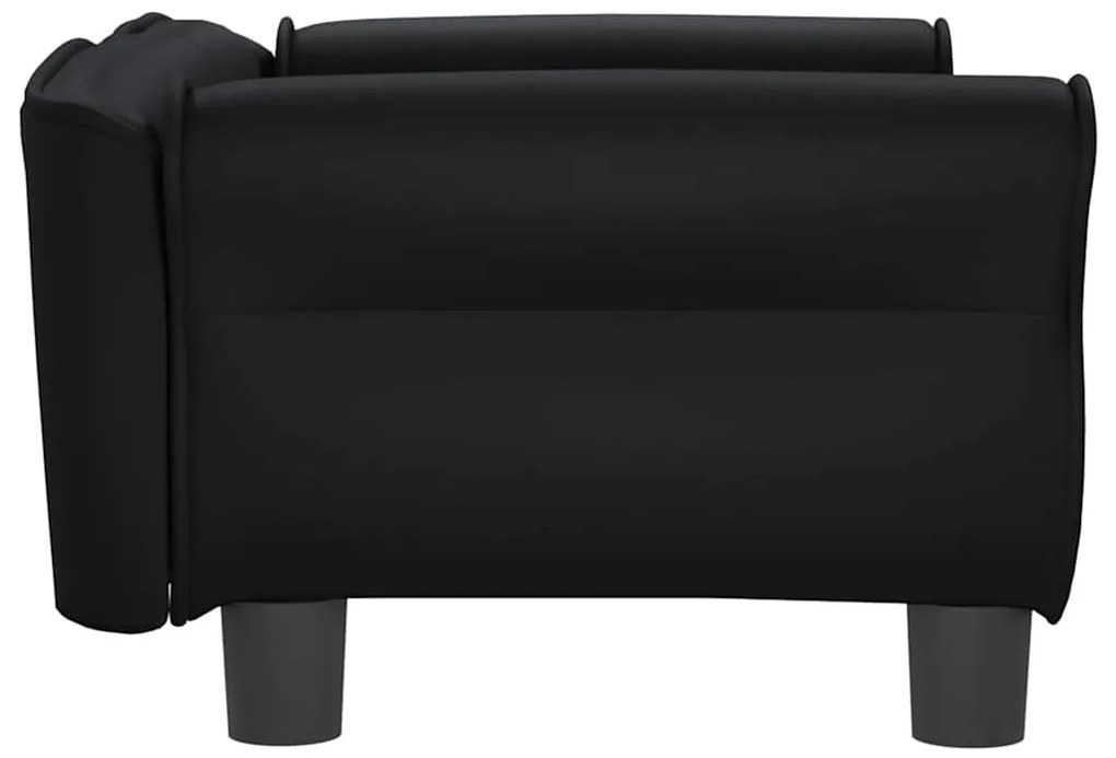 Cama para cães 70x45x30 cm couro artificial preto