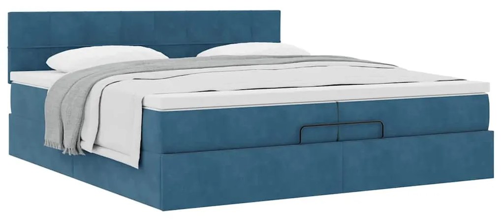 Estrutura de cama otomana com colchão 200x200 cm azul escuro