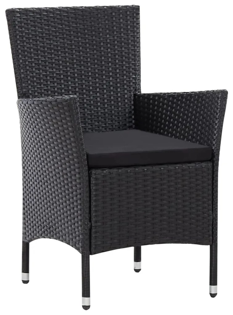 Conjunto de jantar para exterior 9 pcs vime PE preto