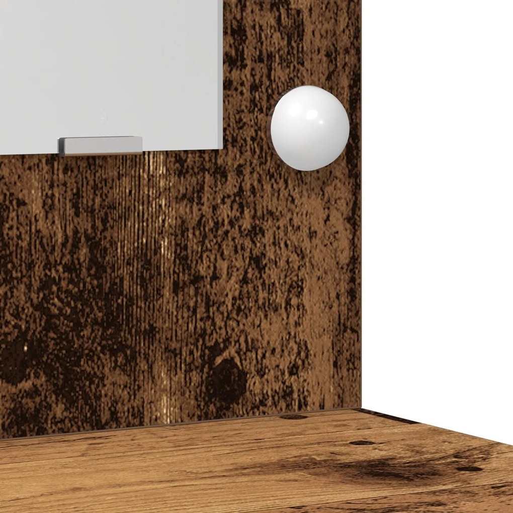Conjunto de Mesa de Cômoda de 3 Peças com LED em Madeira de Engenharia