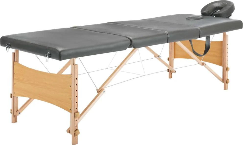 vidaXL Mesa massagens c/ 4 zonas estrutura madeira 186x68cm antracite