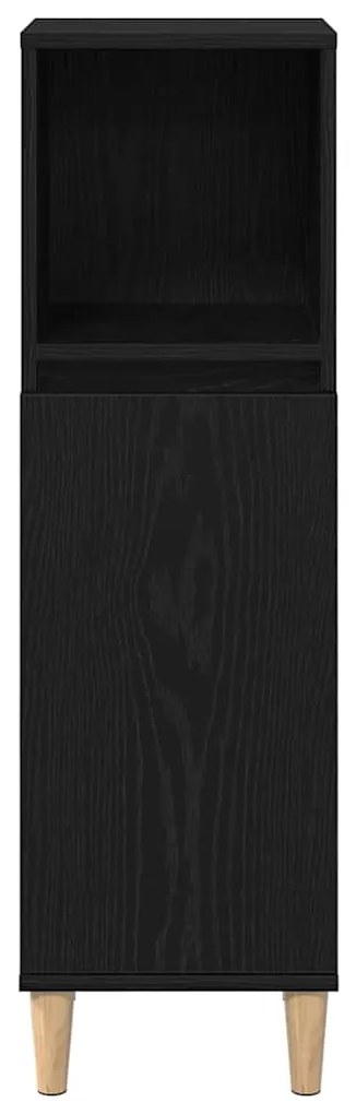Armário de Banheiro vidaXL Preto Carvalho 30x30x100 cm Madeira de Enge