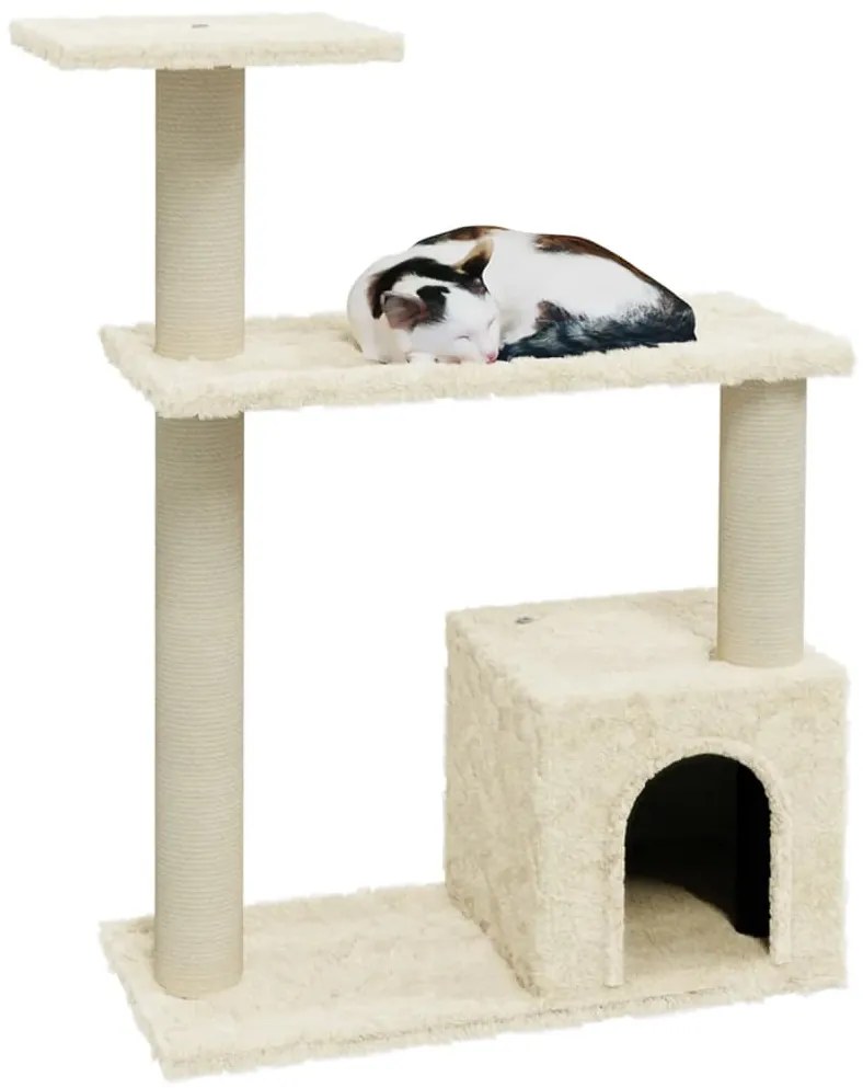 Árvore para gatos c/ postes arranhadores sisal 70 cm cor creme
