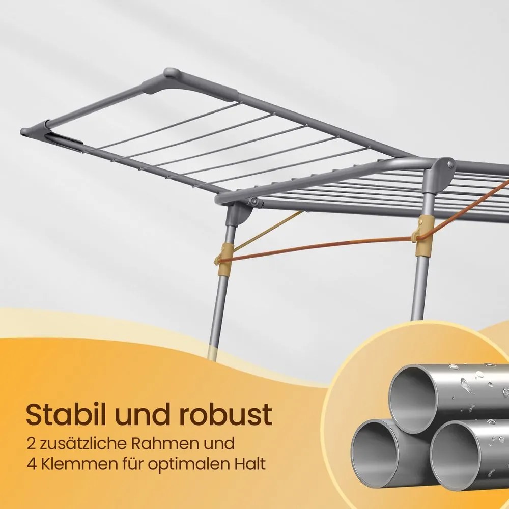 Estendal para roupa dobrável 56,5 x 173 x 96,5 cm cinzento