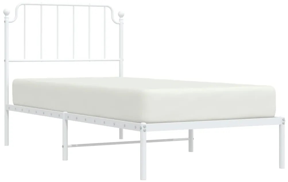 Estrutura de cama com cabeceira 90x190 cm metal branco