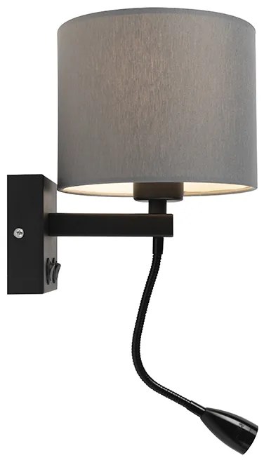 LED Candeeiro de parede moderno preto com cúpula cinzenta - Brescia Moderno