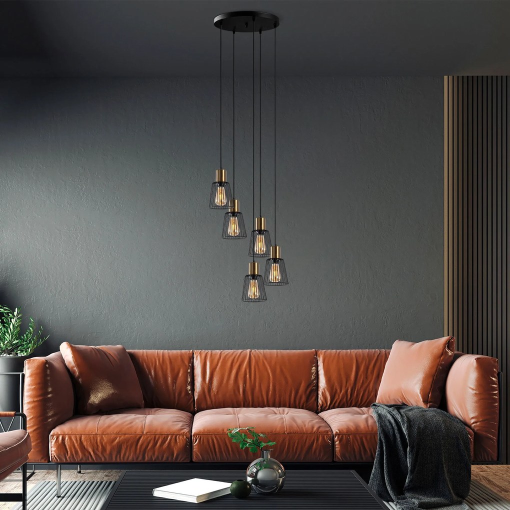 Candeeiro de Teto Kemtel – Preto Antique – 48 x 48 x 115 cm