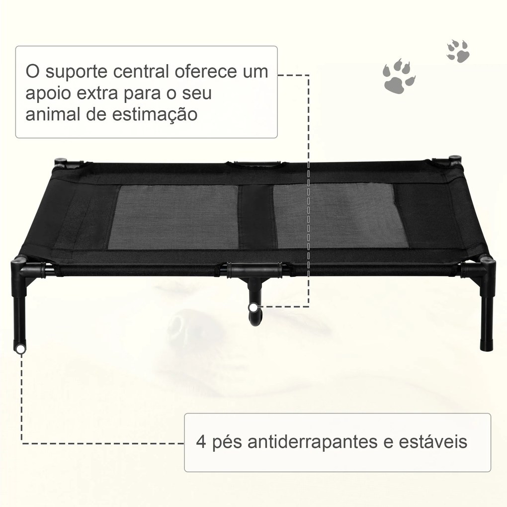 PawHut Cama Elevada para Cães Cama de Animais de Estimação com Malha T