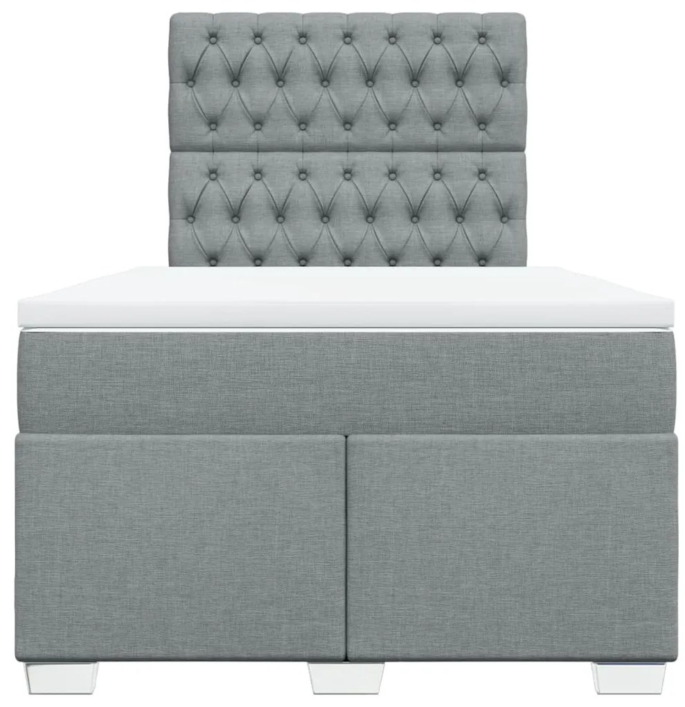 Cama boxspring com colchão 120x190 cm tecido cinzento-claro