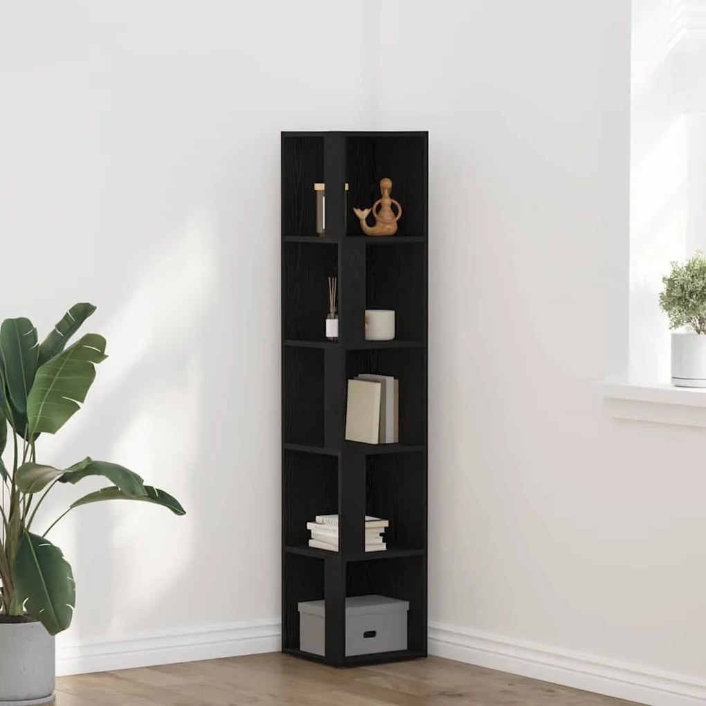 vidaXL Prateleiras de Canto Carvalho preto 33 x 33 x 164.5 cm