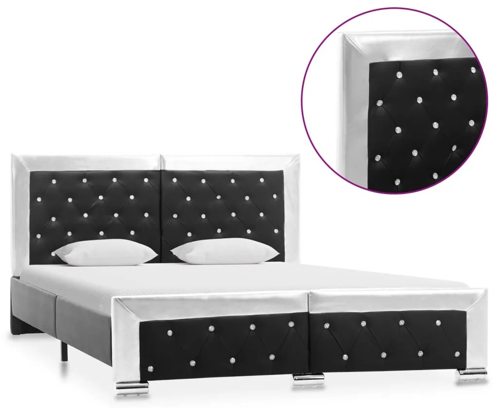 vidaXL Estrutura de cama 140x200 cm couro artificial preto