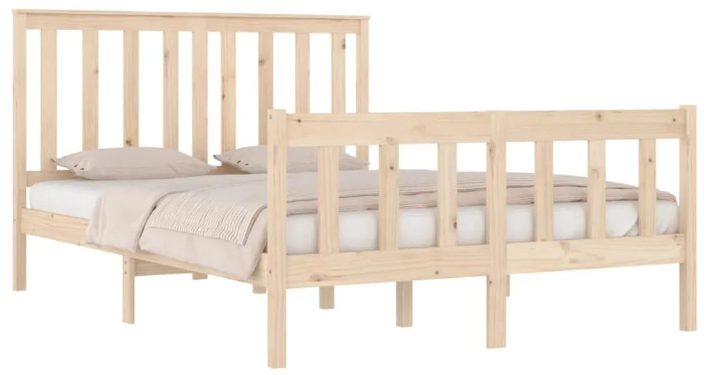 Estrutura de cama casal 135x190 cm pinho maciço