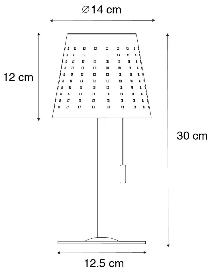 Candeeiro de mesa de exterior preto com LED regulável em 3 níveis recarregável e solar - Ferre