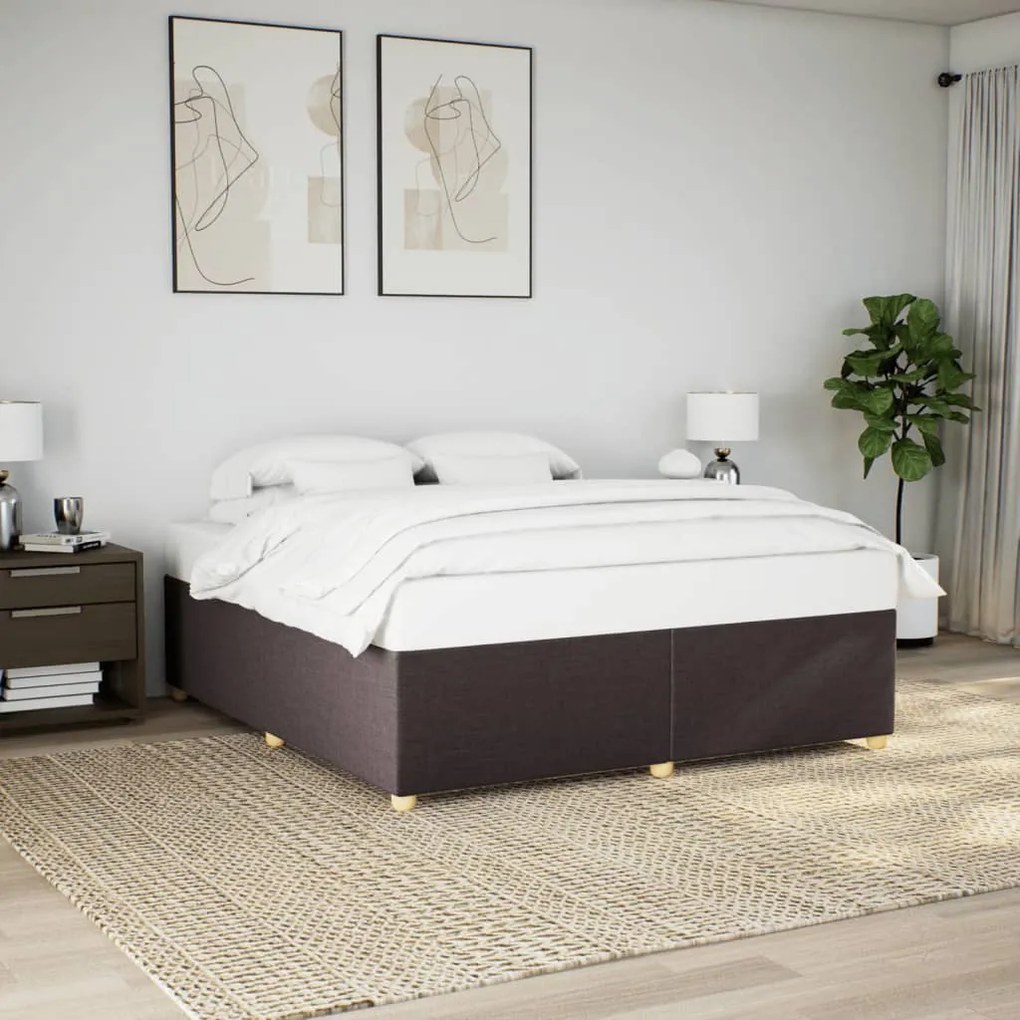vidaXL Estrutura de cama sem colchão 180x200 cm tecido castanho-escuro