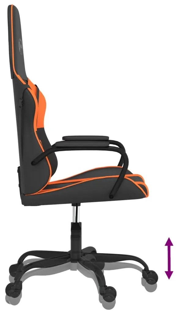 Cadeira gaming massagens couro artificial preto e laranja