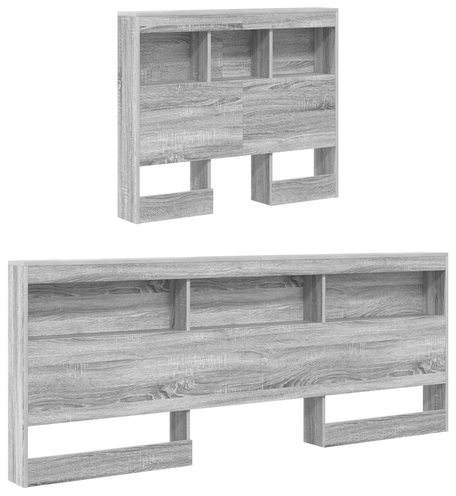 Cama com Estante Cinza Sonoma 90x190 cm Madeira Engenheirada