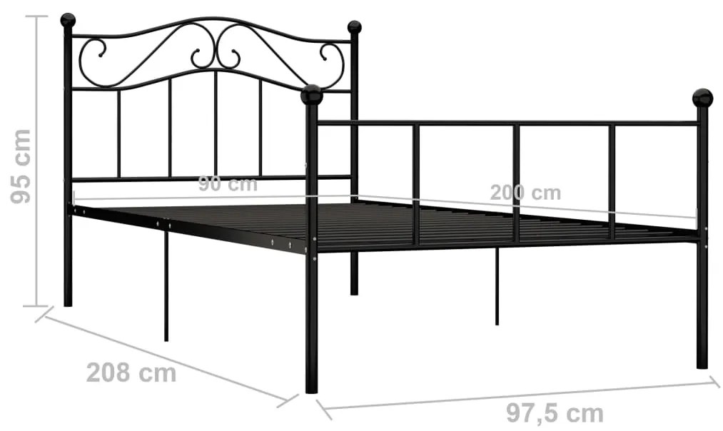 Estrutura de cama 90x200 cm metal preto