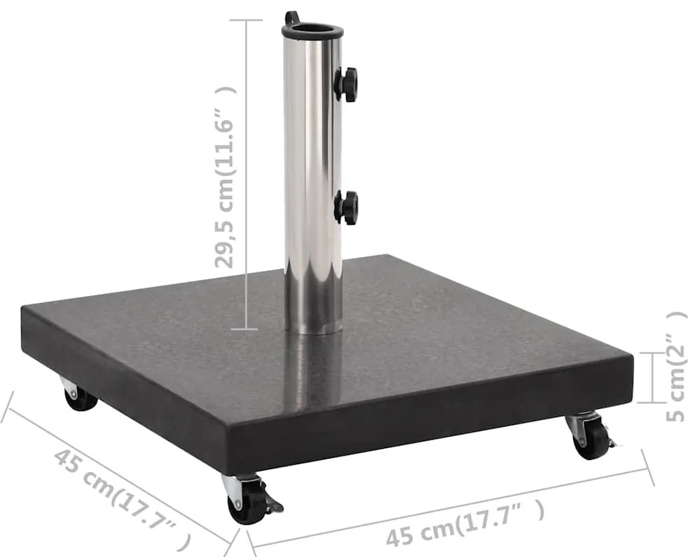 Base de guarda-sol quadrada granito 30 kg preto