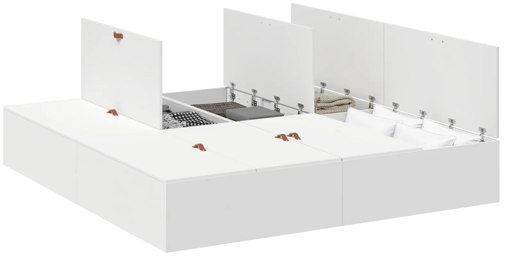 Cama de Armazenamento Branca 200x200 cm