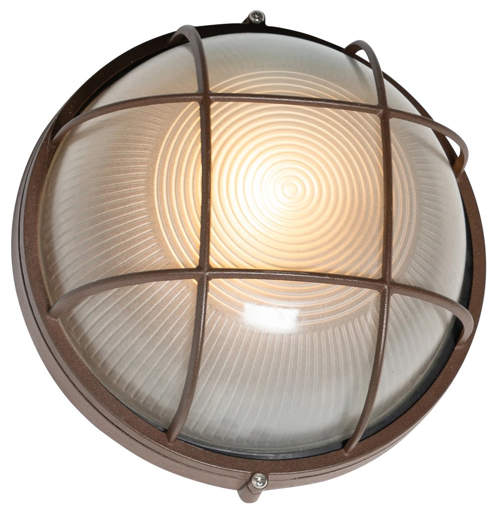 Candeeiro de parede exterior industrial castanho enferrujado IP44 - Hanneke Industrial