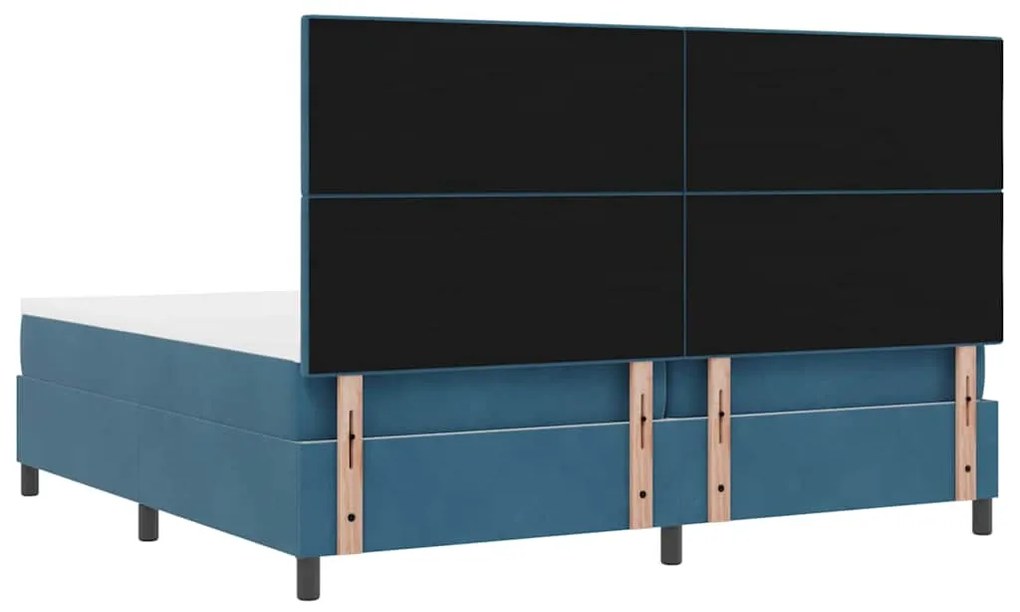 Camas Box Spring vidaXL com Colchão Azul Escuro 200x200 cm Veludo