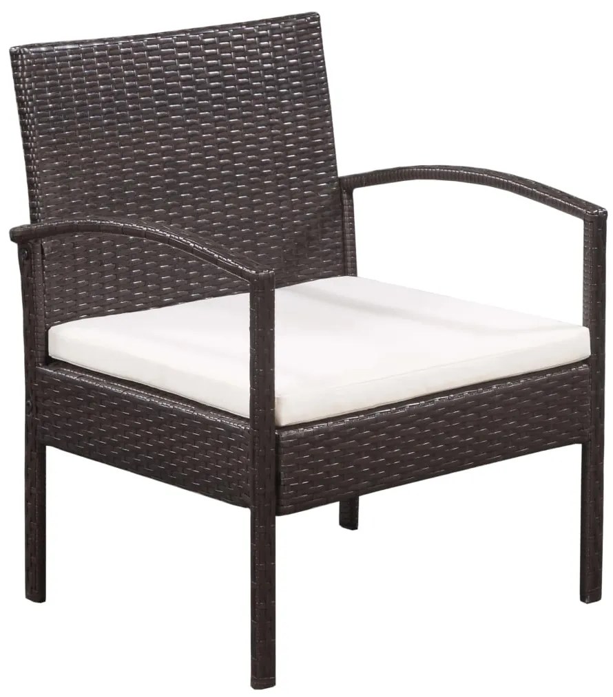 5 pcs conjunto lounge jardim c/ almofadões vime PE castanho
