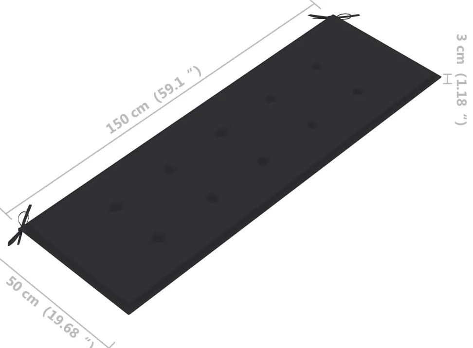 Banco de jardim empilhável c/ almofadão 159 cm teca maciça