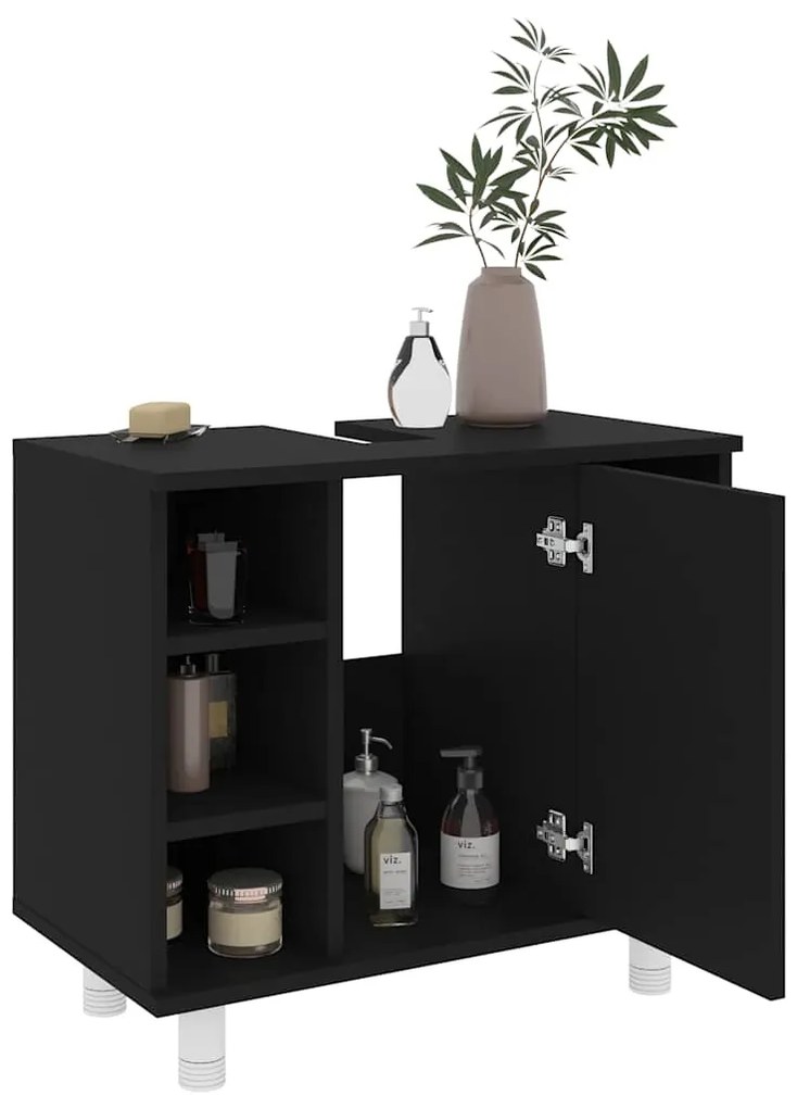Armário casa de banho 60x32x53,5 cm derivados de madeira preto