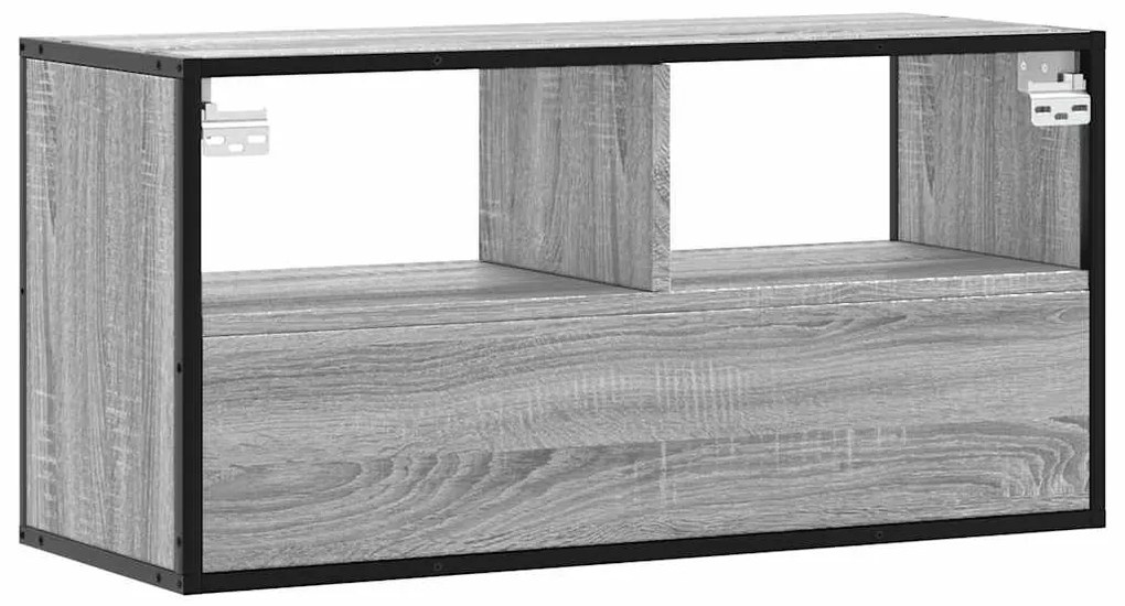 Móvel p/ TV 80x31x39,5 cm deriv. madeira/metal cinzento sonoma
