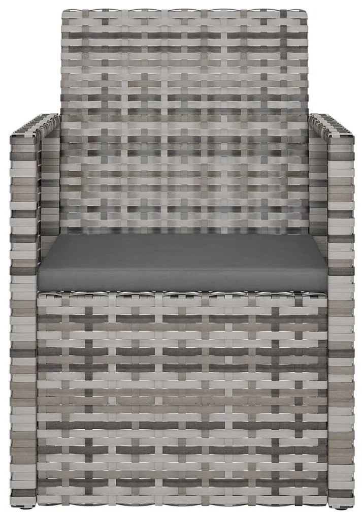 3 pcs conjunto lounge exterior c/ almofadões vime PE cinzento