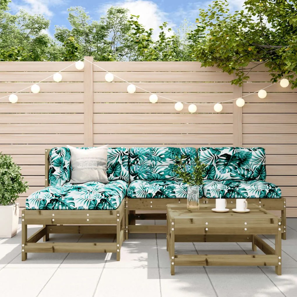5 pcs conjunto lounge de jardim madeira de pinho impregnada