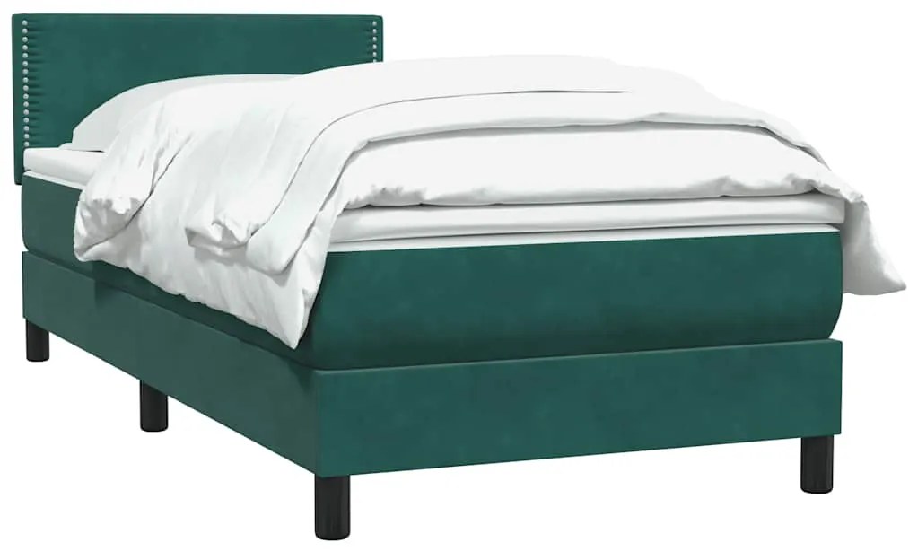 Cama com molas/colchão verde-escuro 80x210 cm veludo