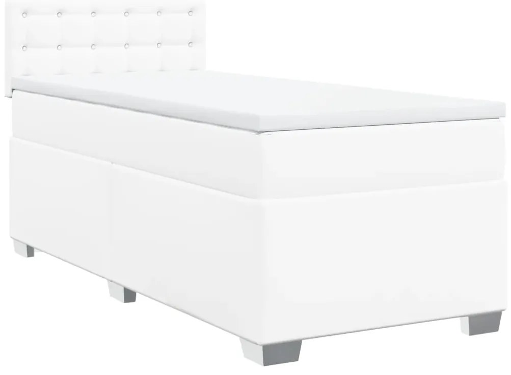Cama com molas/colchão 90x200 cm couro artificial branco