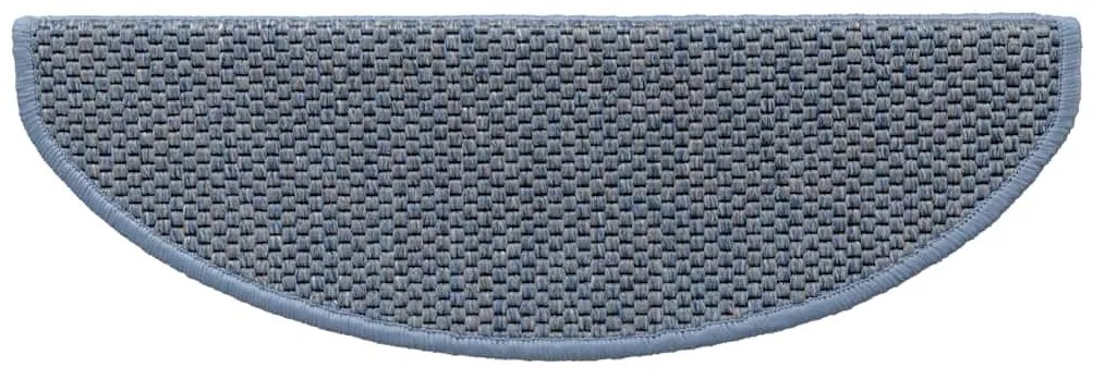 Tapetes escada adesivos aspeto sisal 15 pcs 65x21x4 cm azul