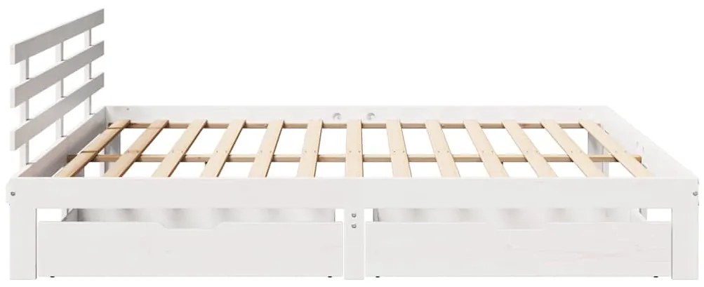 Estrutura de cama c/ gavetas 180x200 cm pinho maciça branco