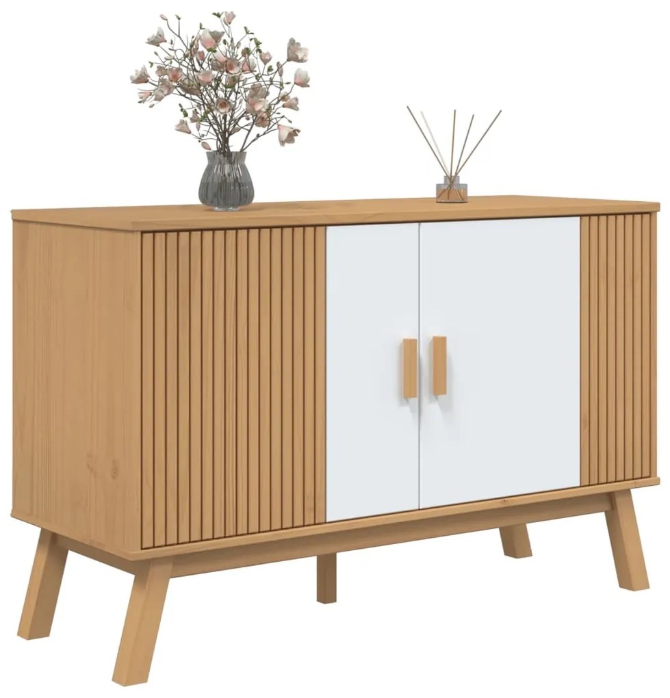 Aparador OLDEN 114x43x73,5 cm pinho maciço branco e castanho