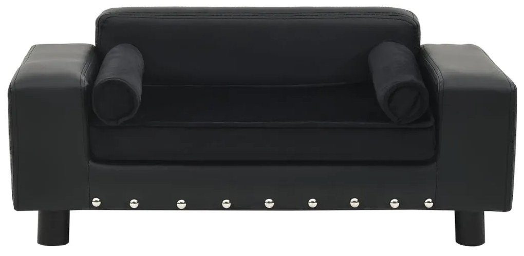 Sofá para cães 81x43x31 cm pelúcia e couro artificial preto
