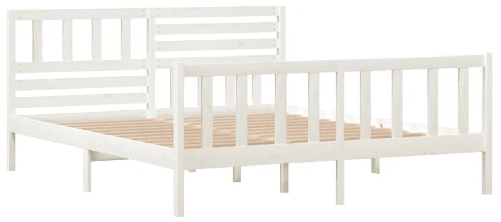 Estrutura de cama casal 135x190 cm madeira maciça branco