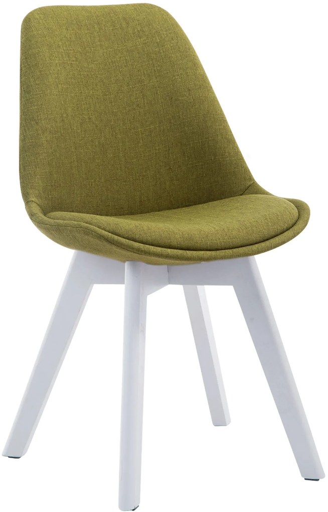 Cadeira de cozinha e sala de jantar Borneo em tecido com estrutura branca 48 x 84 x 55 cm Verde