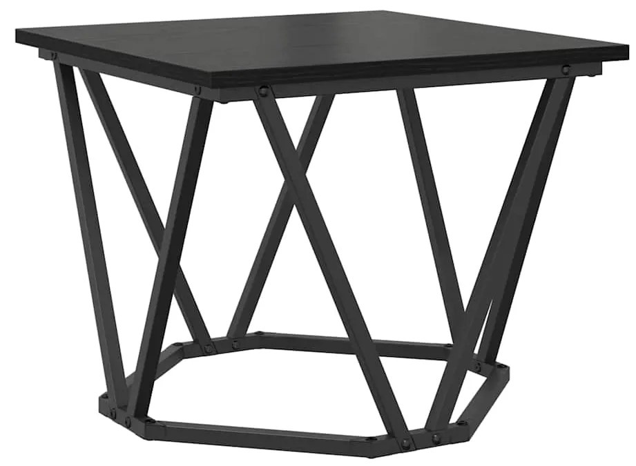 Mesas de Lado vidaXL 3 pcs Preto Carvalho de Madeira Engineered