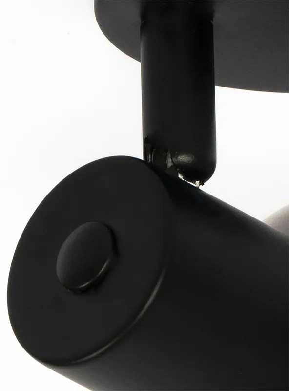Foco Art Deco Preto com Vidro Fumado - Vidro Art Deco