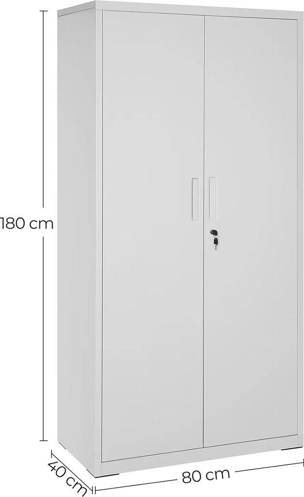 Armário para arquivos multifuncional e de arrumação 40 x 80 x 180 cm cinzento