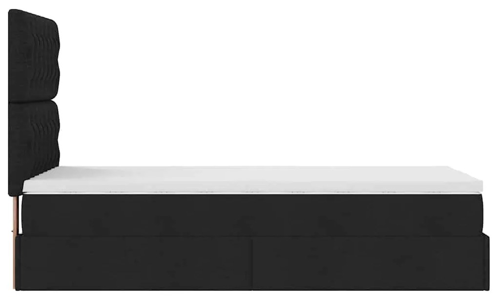 Estrutura de cama otomana com colchão preto tecido
