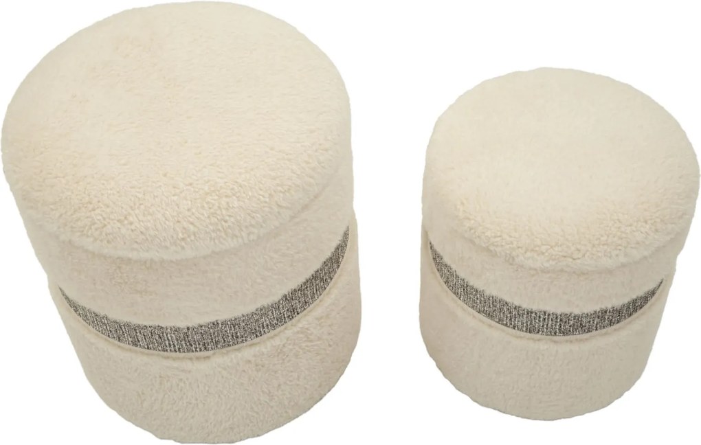 PUFE COM ARMAZENAMENTO 2 PEÇAS SAINT-MORITZ Ø 40X47-32X38 CM CREME