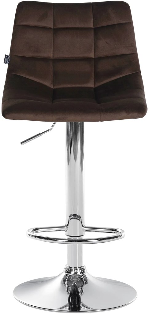 Conjunto de 2 bancos de bar Jerry em veludo com estrutura cromada 87-108,5 x 43 x 46,5 cm Castanho