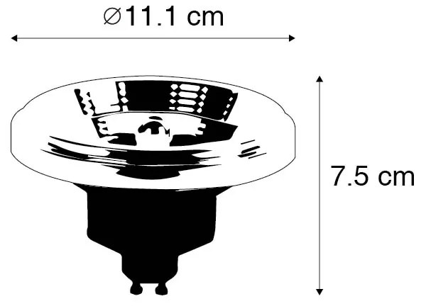 Lâmpada LED GU10 3-passos dimerizável para luz quente AR111 11W 620lm 2000-3000K