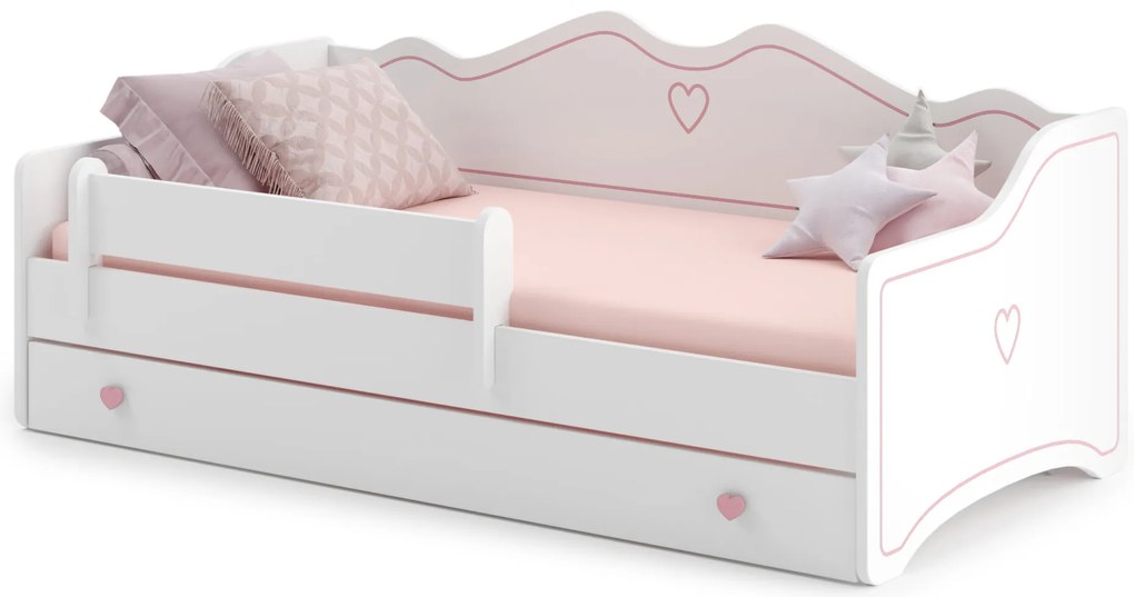 Cama juvenil Emma 180x80 rosa/branca - colchão e estrado incluído
